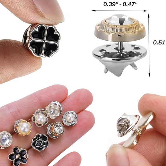 100 Piece Set Pearl Brooch Buttons Pins Enamel Flower Pearl Bow - Picture 4 of 8